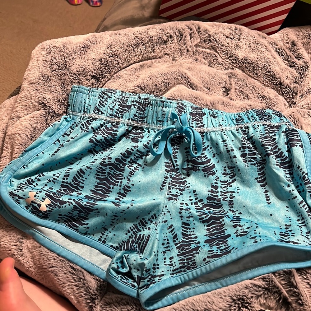 Under armor active wear blue and black shorts